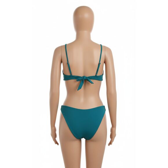 Zaful High Cut Bralette Bikini in Peacock Blue - Picture 3 of 8